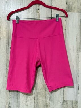Women’s High-Waist Ribbed Bike Shorts - Hot Pink